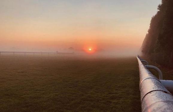A cold and foggy morning captured at the Doncaster Racecourse by @damian_jackson_photographer