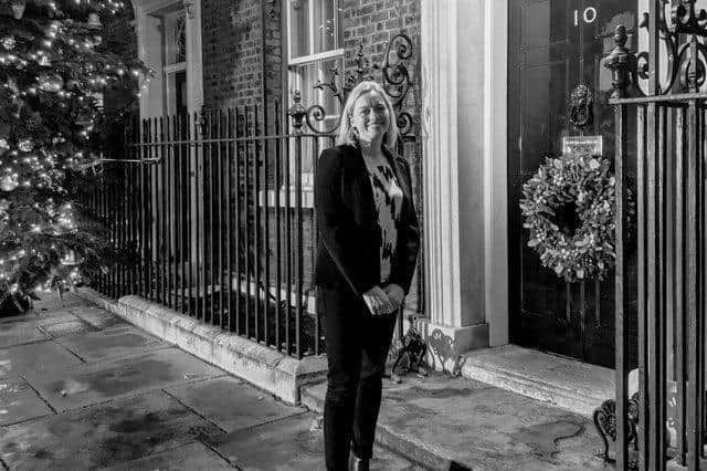 Kate Josephs outside 10 Downing Street.