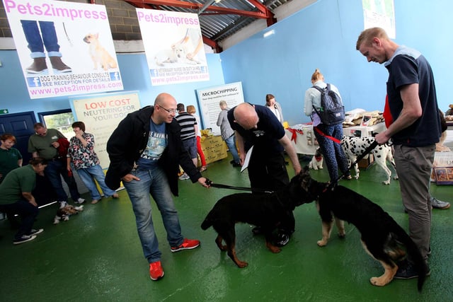 Animal lovers and their pets attend the grand opening of Pets 2 Impress in South Shields in 2015.