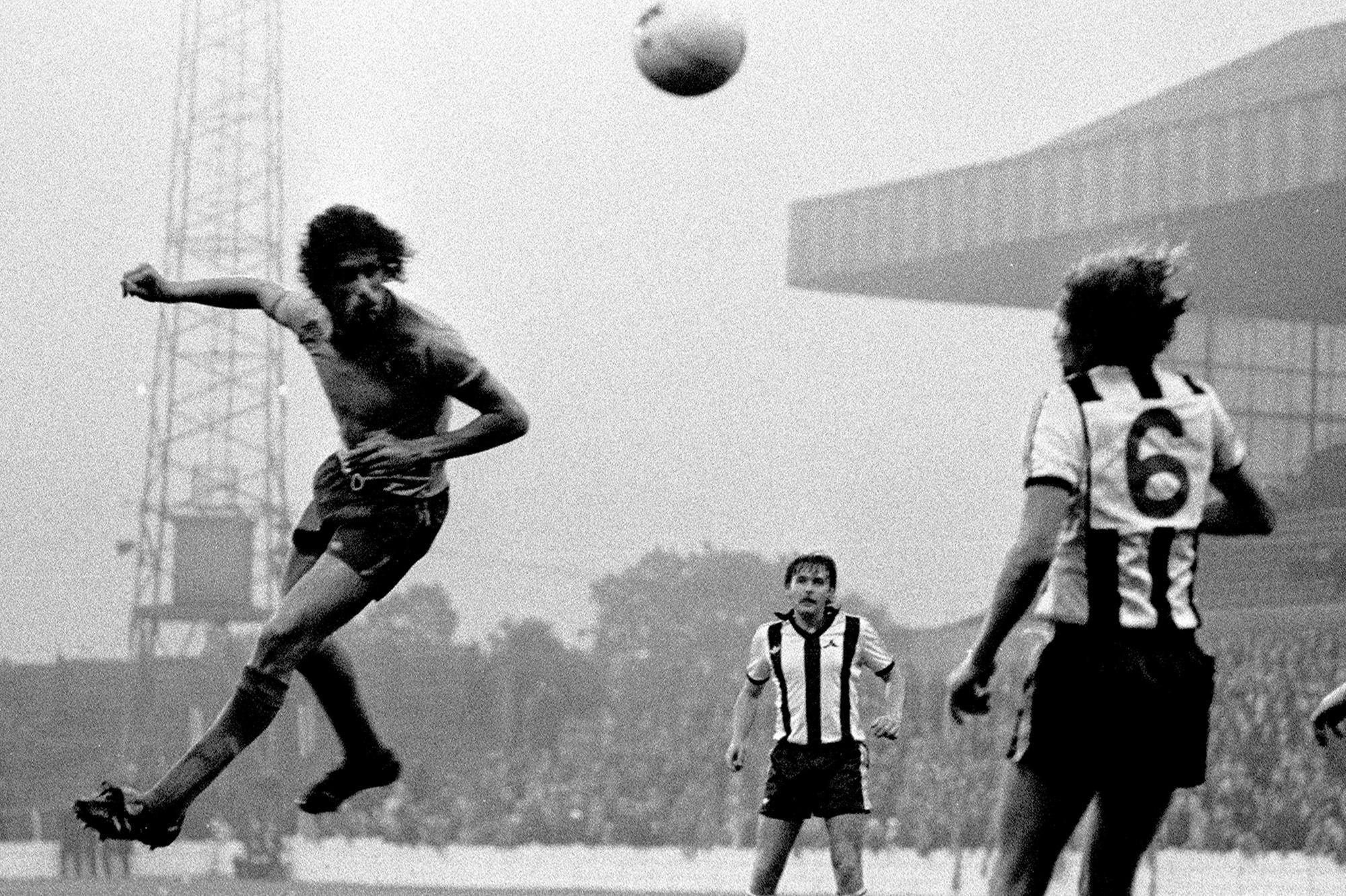 Pictured in action against Notts County in August 1978, Clipstone-born Mick Saxby played 79 times for Mansfield and, after a successful time at Luton Town, turned out 15 times for Boro in 1985/86, eventually having a spell back with Stags as commercial manager.