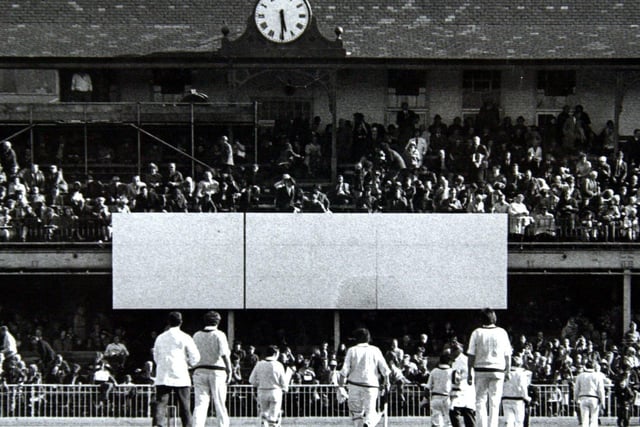 Players from Yorkshire and old enemy Lancashire walk off in the final County Championship match to be played at the famous, old ground in August 1973.