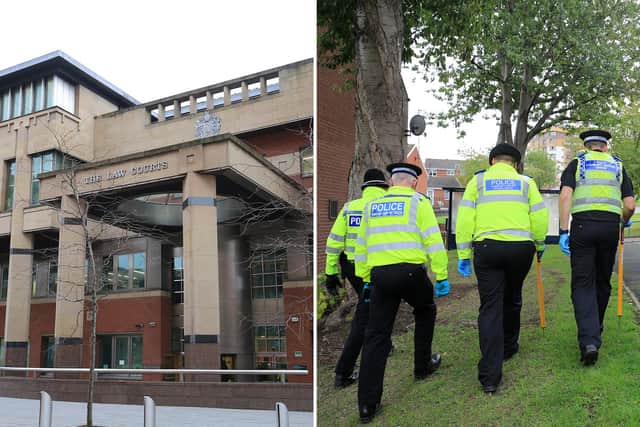 Sheffield Crown Court, pictured, has heard how police caught a pornography addict with indecent images of children on his mobile phone.