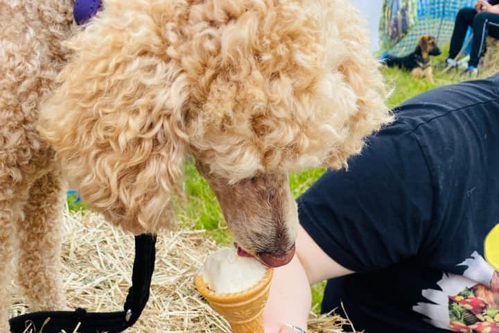 Ronnie enjoying ice cream.