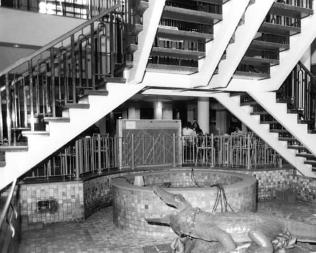 The crocodile feature in the food court at Sheffield's Orchard Square shopping centre in May 1997