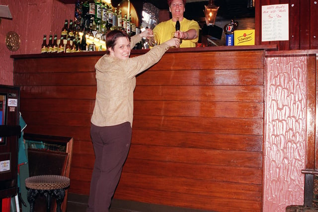 White Swan manager Diane Still at the Doncaster pub's high bar in 2000