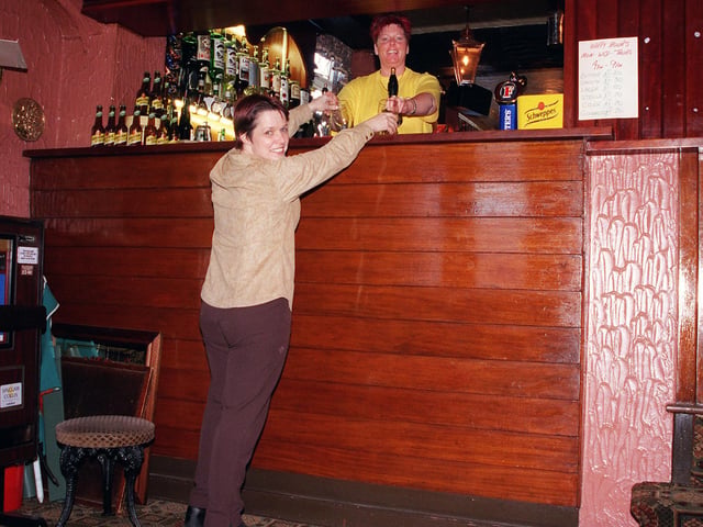 White Swan manager Diane Still at the Doncaster pub's high bar in 2000