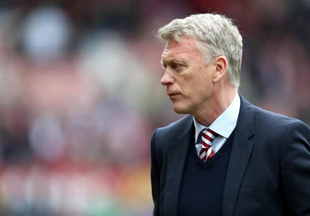 David Moyes, Manager of Sunderland looks on during the Premier League match between Sunderland and Swansea City at Stadium of Light on May 13, 2017 in Sunderland, England.