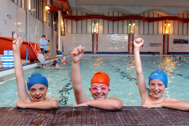 West View Primary School pupils Kaleb Cairns, Megan Taubman and Jordan Allison celebrated the news that swimming would be free for everyone in Hartlepool aged under 16 during the school summer holidays in 2013.