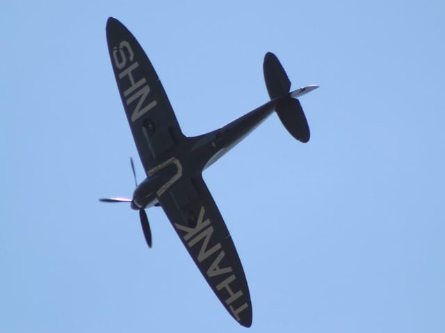 These spectacular pictures of the NHS Spitfire flying over Portsmouth were taken by Adam Jenkins