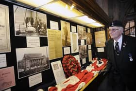 Bryan Green pictured in 2018 looking at the World War One Exhibition inside the Town Hall
