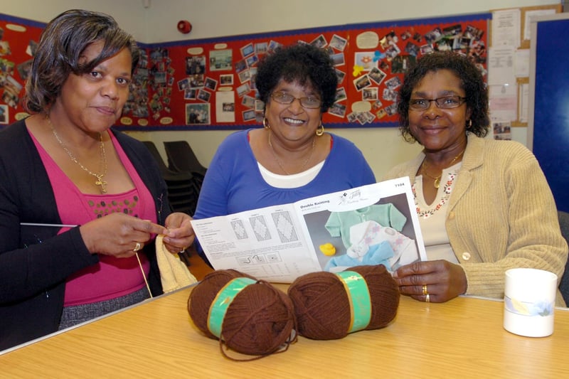 Members of the Flower Estate over 50's club  Olivine Benjamin,Olga Williams and Inez May Stewart  did a bit of knitting in 2007