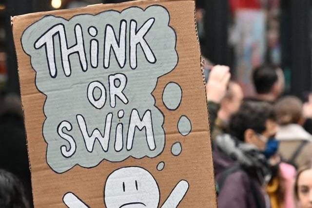 This protester demanded world leaders to react to the issue of rising sea levels caused by climate change (Getty Images)