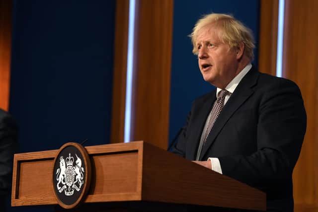 Prime Minister Boris Johnson speaking during today's media briefing (pic: Daniel Leal-Olivas/PA Wire)