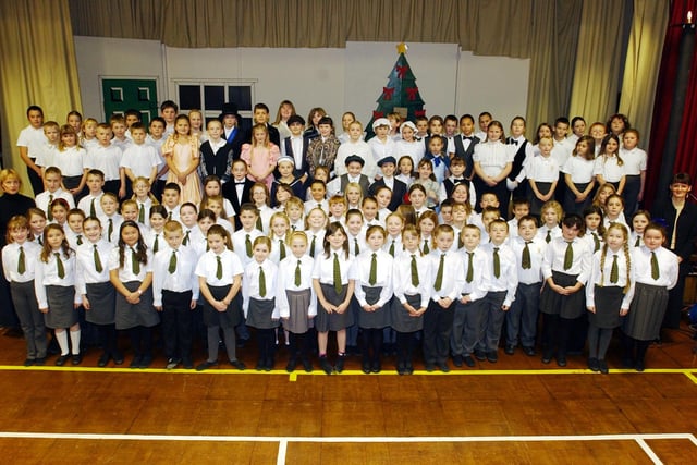 The choir and cast of the Hillview Junior School Christmas production in 2003. Are you in the picture?