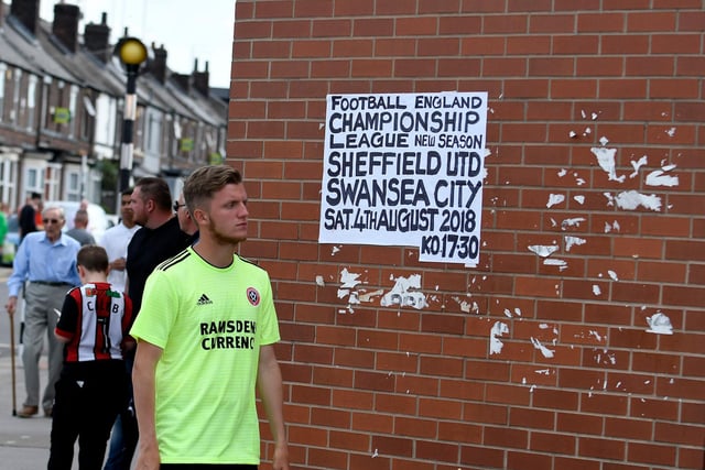 United supporters arrive for the Sky Bet Championship against Swansea City at Bramall Lane in August 2018.