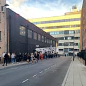 Young people queuing outside Sheffield's Corporation at around 6pm on September 24, the first night of the new curfew (Picture: submitted)