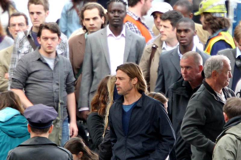 The cast and crew of 1,200, including the famous Brad Pitt, were involved in shooting scenes at Glasgow’s George Square.