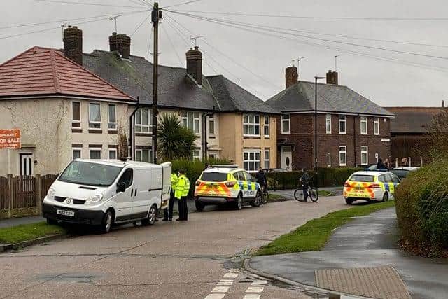 Police officers were called to a street in Woodhouse, Sheffield, after a child was bitten by a dog yesterday