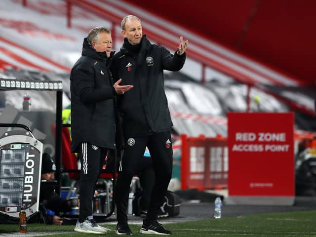Chris Wilder, the former Sheffield United manager, with his assistant Alan Knill (R): Simon Bellis/Sportimage