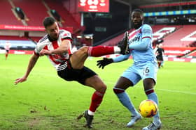 Sheffield United's George Baldock in action against West Ham United when the two sides met earlier in the season at Bramall Lane. (Photo by Catherine Ivill/Getty Images)