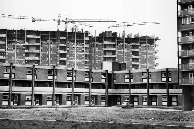 1960:  Modern housing under construction.