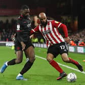 David McGoldrick of Sheffield United in action against West Bropmwich Albion, before being injured: Isaac Parkin / Sportimage