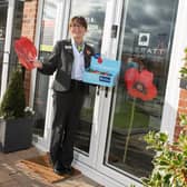 Remembrance Day Poppies in the windows of 11 sales offices at developments across West and South Yorkshire, including Oughtibridge Valley in Sheffield and Momentum in Waverley.