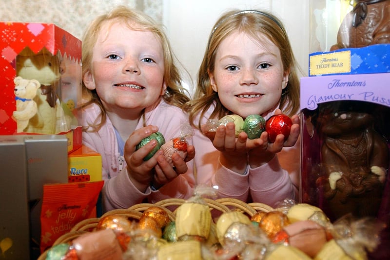 A Thorntons chocolate event for the British Heart Foundation at the Grand Hotel in 2003. Can you recognise the children enjoying the chocolate eggs?