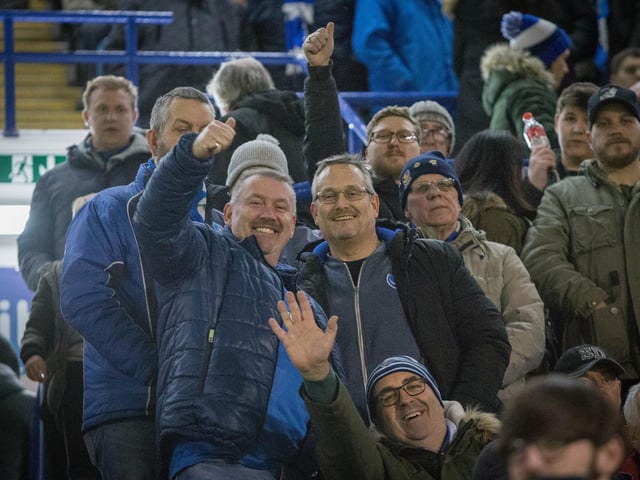 Pompey fans at Fratton Park.