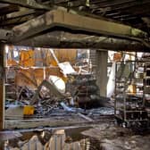 Interior of main entrance of Chesterfield Royal Hospital after the fire on June 25, 2011