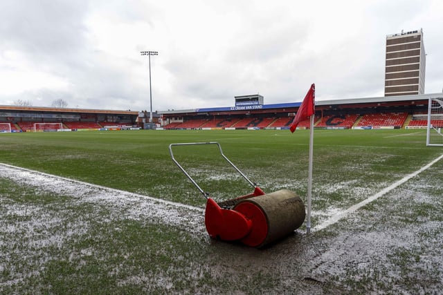 More evidence of surface water on the Gresty Road pitch.