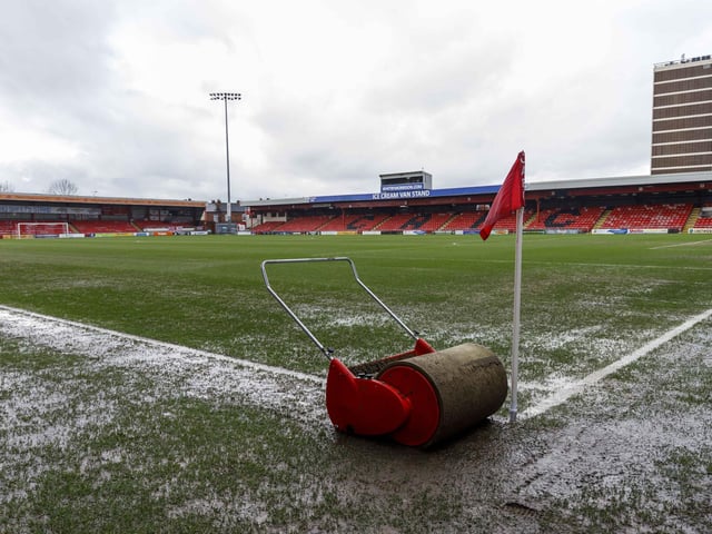 More evidence of surface water on the Gresty Road pitch.