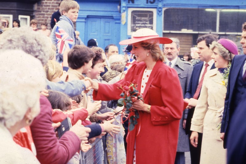 The Princess of Wales in Sunderland in May 1985. Can you spot someone you know in the crowd?
