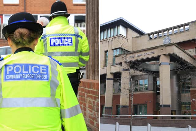 Sheffield Crown Court, pictured, has heard how a South Yorkshire pervert caught with indecent images of youngsters has been told he has a prison sentence hanging over his head for two years.