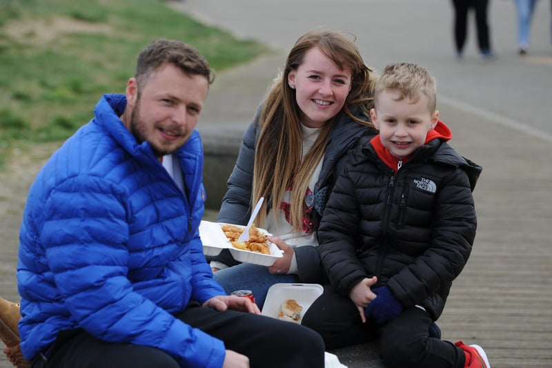 Callum and Vicky Shaw with son Jaylen, at Sandhaven Beach, South Shields.