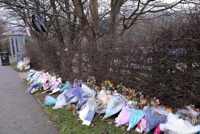 Floral tributes left at the Gypsey Queen pub in Sheffield following the murder of Macauley Byrne on Boxing Day 2021
