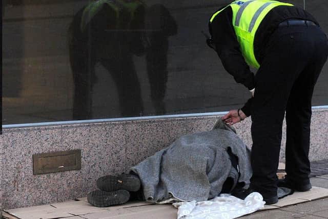A rough sleeper in Sheffield city centre