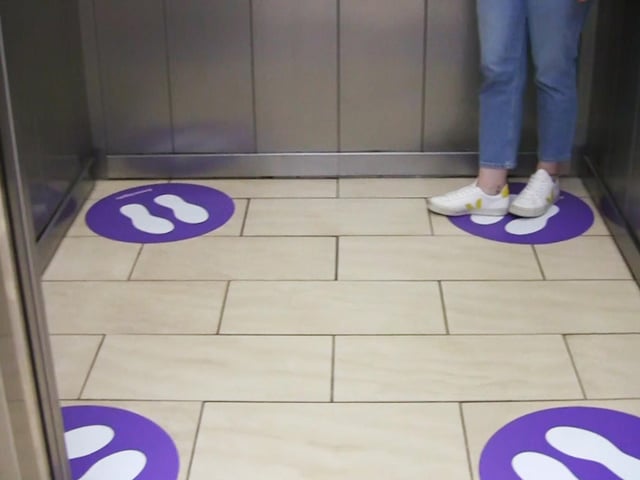 New social distancing measures in place at the Frenchgate Centre ahead of shops opening on Monday.