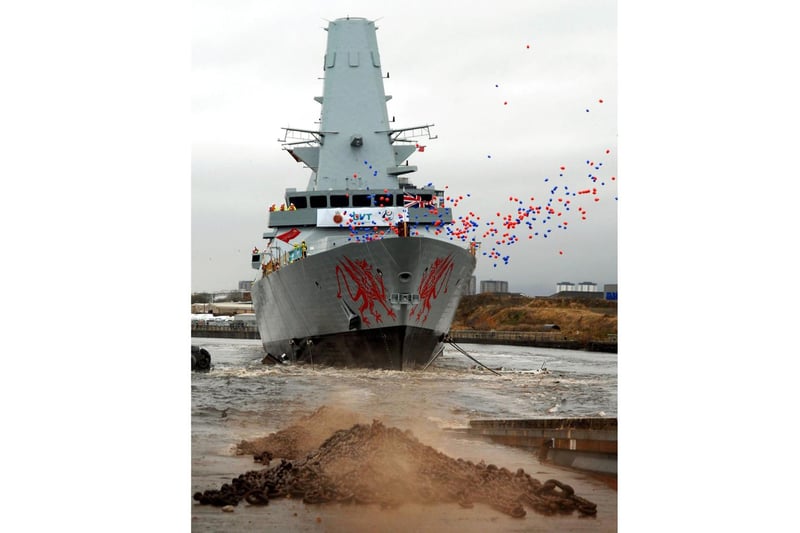 March 2011. The Launch of the new Type 45 HMS Dragon at BVT Govan.