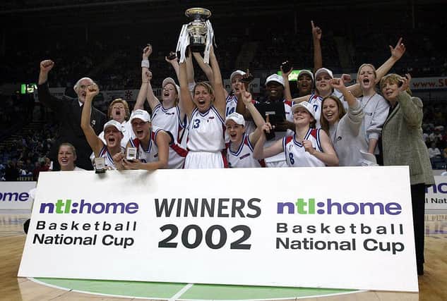 Flashback: Sheffield Hatters, captained by Vanessa Ellis, celebrate victory in the 2002 National Cup Final. Photo: Laurence Griffiths/Getty Images