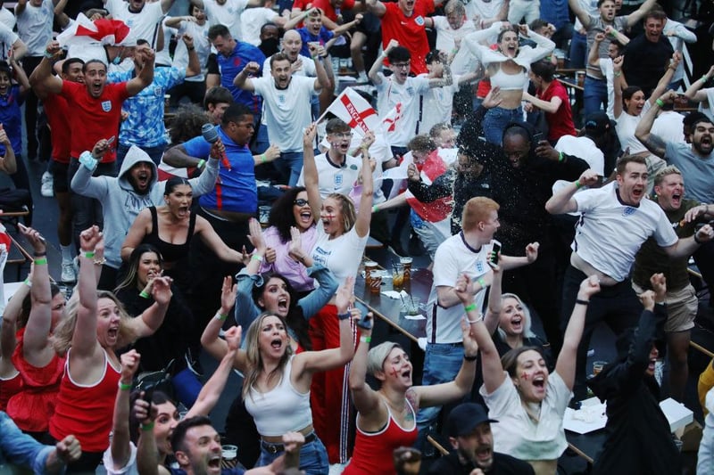 Southgate wasn't the only one jumping for joy on Wednesday, with an expectant nation going wild at the sound of the full-time whistle. 

(Photo by Dan Kitwood/Getty Images)