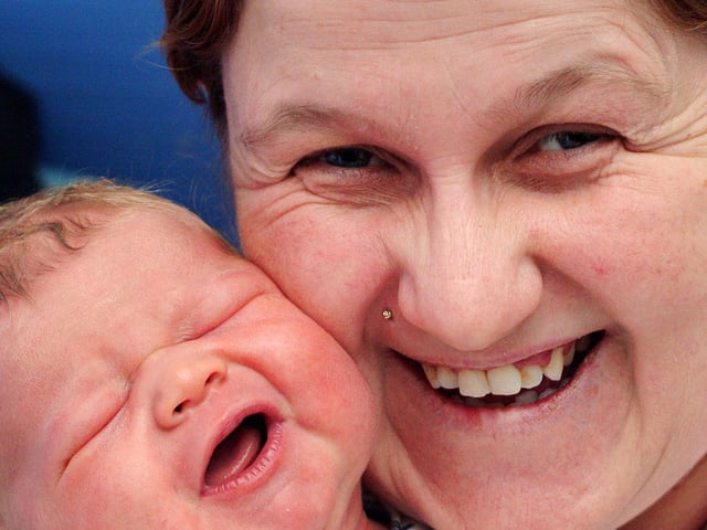 Baby Brooklyn James with mum Karen Roberts, of Mansfield Woodhouse, a brother to Sarah, Corey and Megan and son to dad Wayne Garner.
Born at 4.47pm on New Years' Day weighing in at 8lb.7oz.