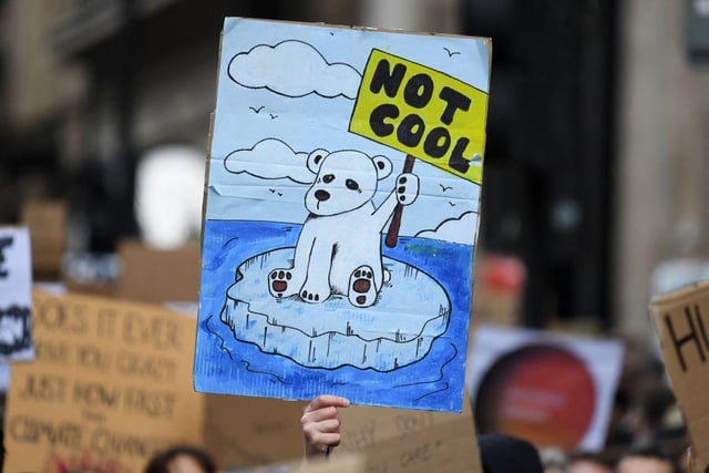 Another protester brought attention to the issue of melting polar ice caps caused by a rise in global temperatures (Getty Images)