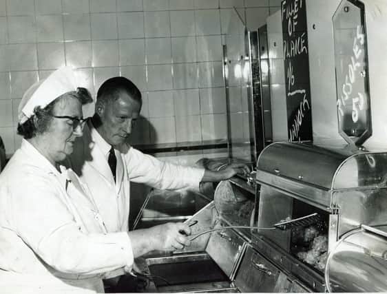 A fish and chip shop in Sheffield in 1965