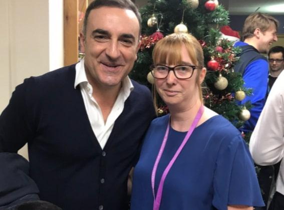 Kelly Booth pictured with former manager Carlos Carvalhal.