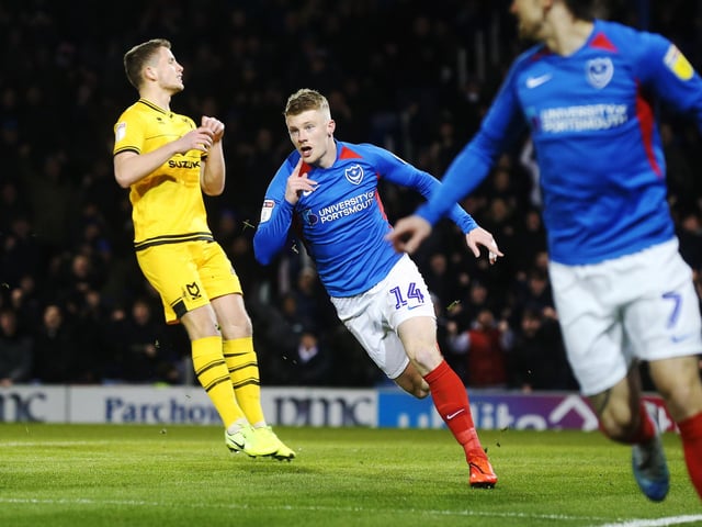 Andy Cannon celebrates his first Pompey goal