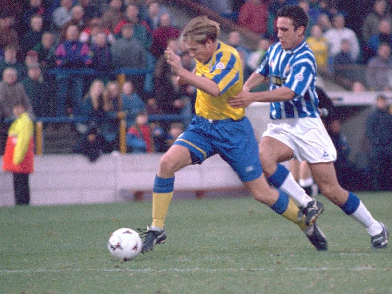 Exciting striker Stewart Hadley takes on Chester City.