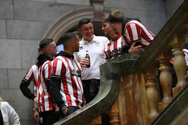 Paul Heckingbottom at Sheffield United's promotion party: Paul Thomas /Sportimage