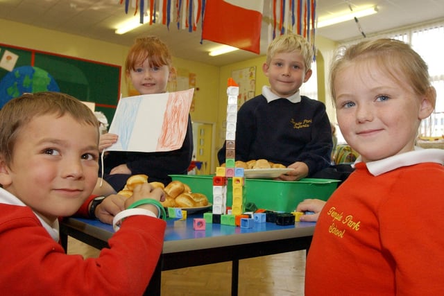 These pupils from Temple Park Infants School were building a model of the Eiffel Tower in 2005. Is your child among them?