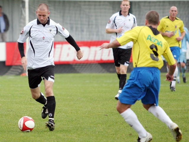 Alistair Asher in possession against Harrogate.